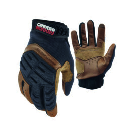 Grease Monkey Gel-PRO Guantes de Cuero Híbridos Mecánicos- Tamaño Mediano