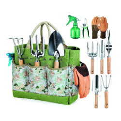 Juego de 9 Herramientas de Jardinería con Bolsos Organizadores Allsola