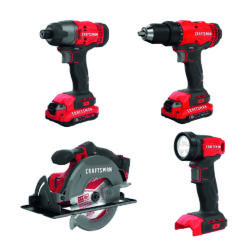 Kit de Herramientas 20V Inalámbricas con Taladro Atornillador, Sierra Circular, Atornillador de Impacto y Linterna